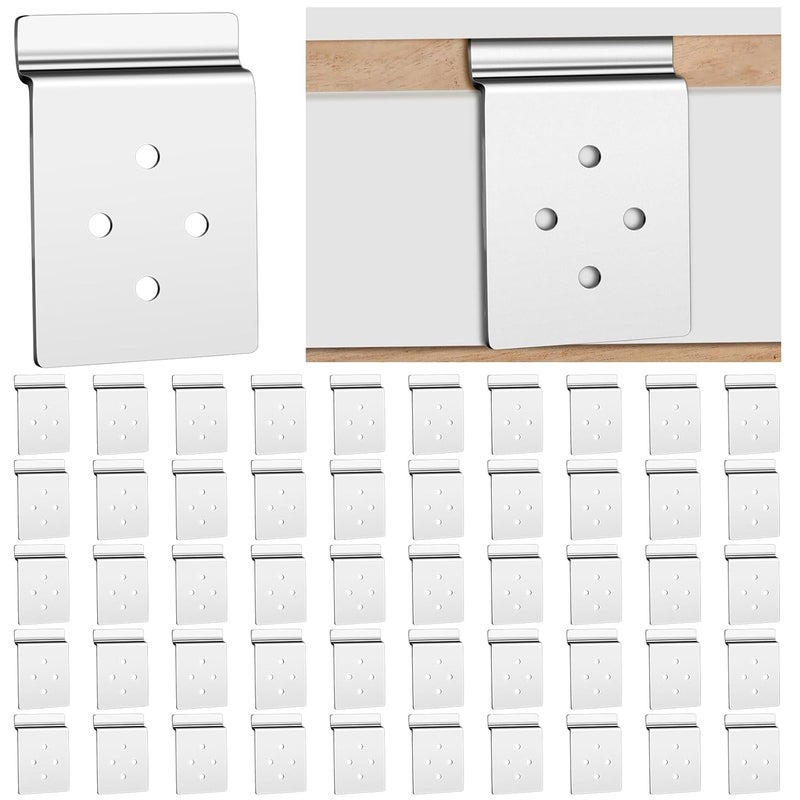 Pelopy 50 Pack Slatwall Metal Plate Mount Backplate Mounting Adapter to Make Items Slatwall Compatible Heavy Duty Steel Bracket with 4 Pre-Drilled Holes Backplate for Secure Displays - Image 1